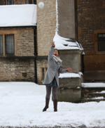 Trish throwing a snowball